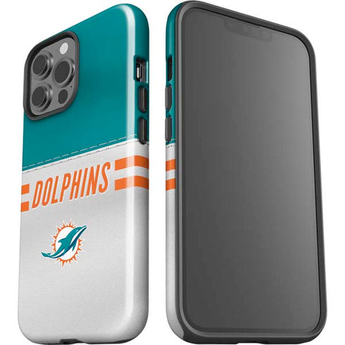 NFL Miami Dolphins White Striped iPhone 15 Pro Max Impact Case