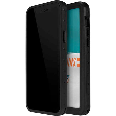 NFL Miami Dolphins White Striped iPhone 14 Pro Max Waterproof Case
