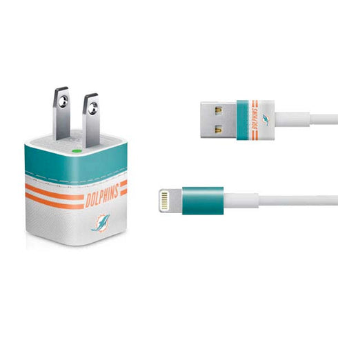 NFL Miami Dolphins White Striped iPhone Charger (5W USB) Skin