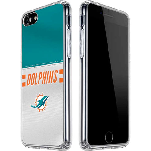 NFL Miami Dolphins White Striped iPhone SE (2nd & 3rd Gen) Clear Case