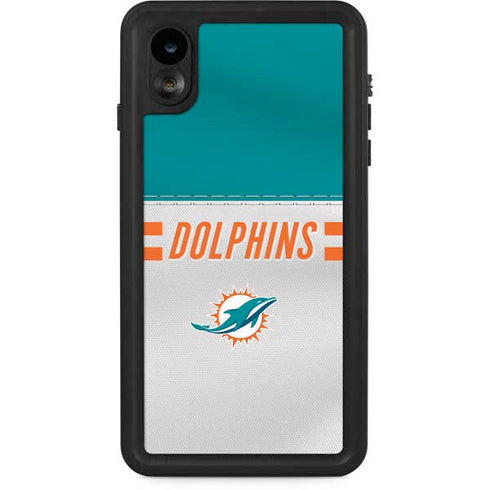 NFL Miami Dolphins White Striped iPhone XR Waterproof Case
