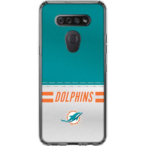 NFL Miami Dolphins White Striped LG K51/Q51 Clear Case