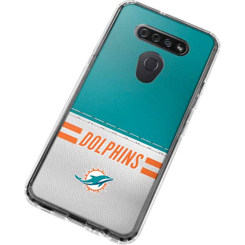 NFL Miami Dolphins White Striped LG K51/Q51 Clear Case