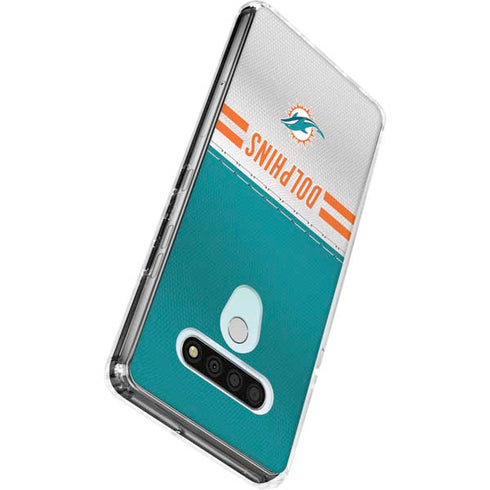 NFL Miami Dolphins White Striped LG Stylo 6 Clear Case