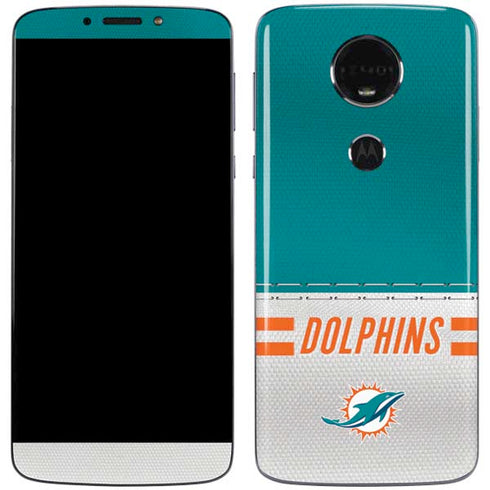 NFL Miami Dolphins White Striped Moto E5 Plus Skin
