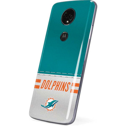 NFL Miami Dolphins White Striped Moto E5 Plus Skin