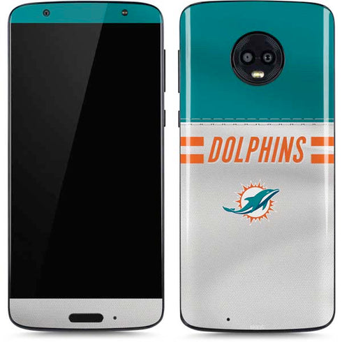 NFL Miami Dolphins White Striped Moto G6 Skin