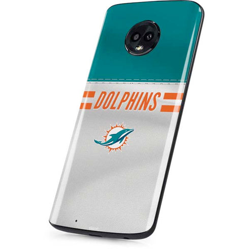 NFL Miami Dolphins White Striped Moto G6 Skin