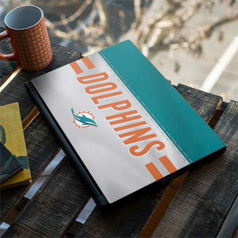 NFL Miami Dolphins White Striped MSI GS65 Stealth Laptop Skin