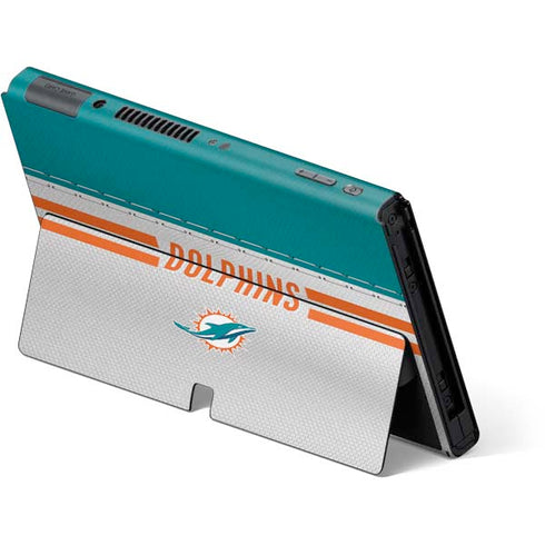 NFL Miami Dolphins White Striped Nintendo Switch OLED (2021) Skin