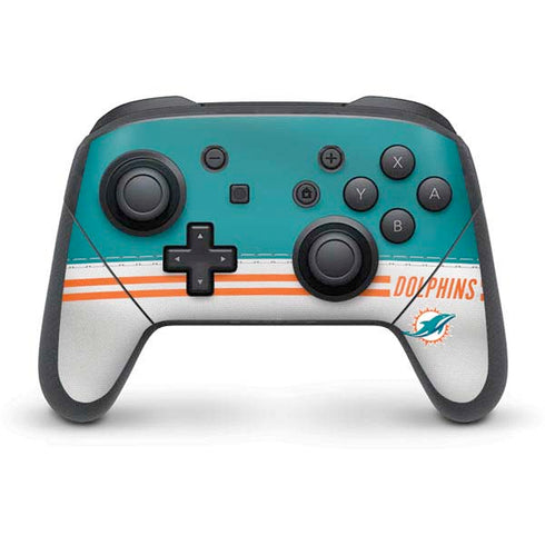 NFL Miami Dolphins White Striped Nintendo Switch Pro Controller Skin