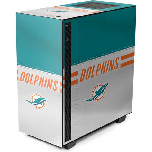 NFL Miami Dolphins White Striped NZXT H510 Compact ATX Mid-Tower Case Skin