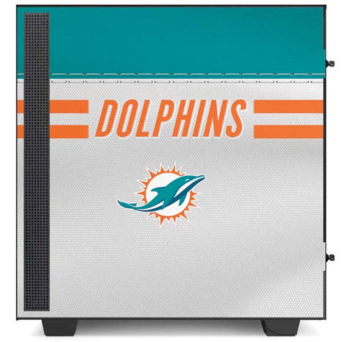 NFL Miami Dolphins White Striped NZXT H510 Compact ATX Mid-Tower Case Skin