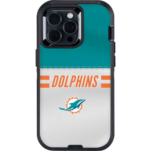 NFL Miami Dolphins White Striped Otterbox Defender iPhone Skin