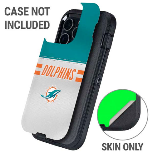 NFL Miami Dolphins White Striped Otterbox Defender iPhone Skin