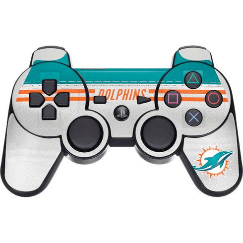 NFL Miami Dolphins White Striped PS3 Dual Shock wireless controller Skin