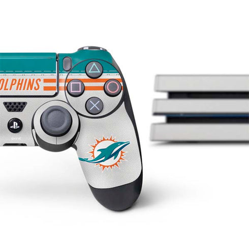 NFL Miami Dolphins White Striped PS4 Pro Bundle Skin