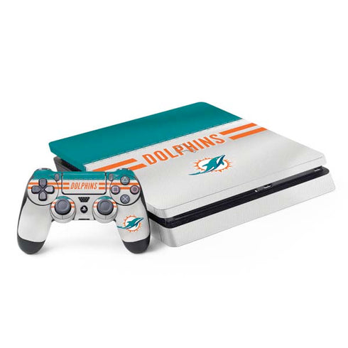 NFL Miami Dolphins White Striped PS4 Slim Bundle Skin