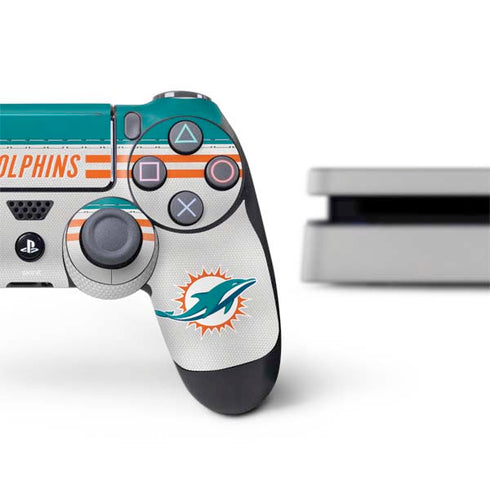 NFL Miami Dolphins White Striped PS4 Slim Bundle Skin
