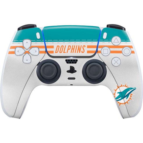 NFL Miami Dolphins White Striped PS5 Controller Skin