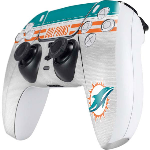 NFL Miami Dolphins White Striped PS5 Controller Skin