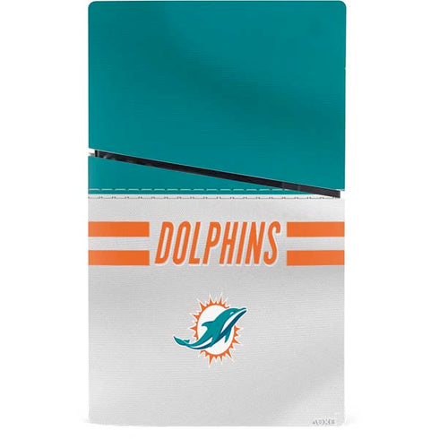 NFL Miami Dolphins White Striped PS5 Slim Digital Edition Bundle Skin