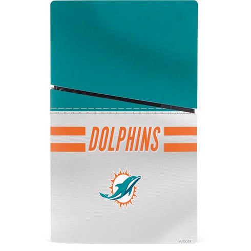 NFL Miami Dolphins White Striped PS5 Slim Digital Edition Console Skin