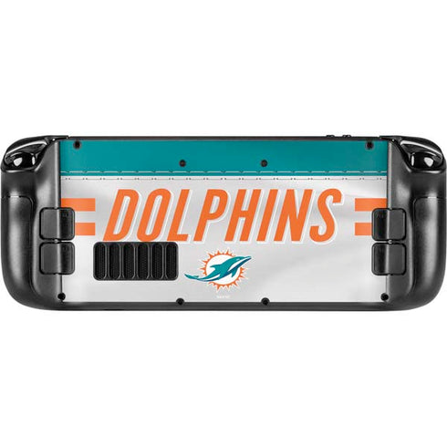 NFL Miami Dolphins White Striped Steam Deck Handheld Gaming Computer Skin