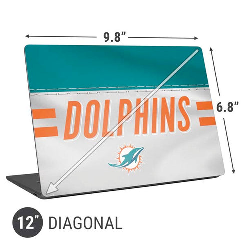 NFL Miami Dolphins White Striped Universal Laptop 12in (9.8 x 6.8in) Skin