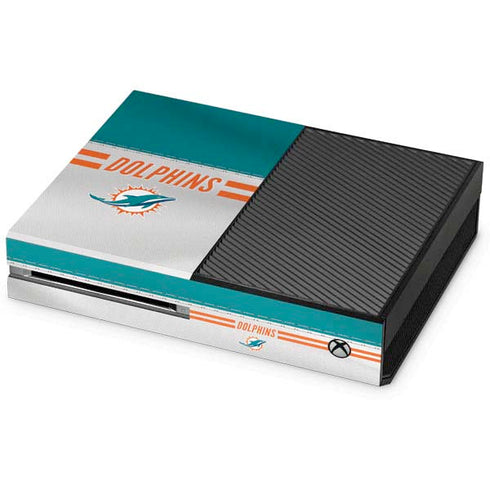 NFL Miami Dolphins White Striped Xbox One Console Skin
