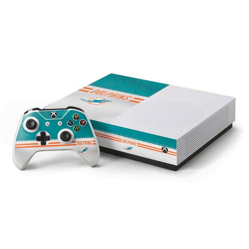 NFL Miami Dolphins White Striped Xbox One S All-Digital Edition Bundle Skin