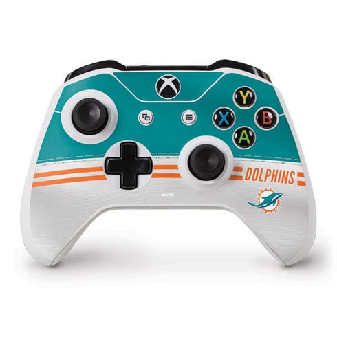 NFL Miami Dolphins White Striped Xbox One S Controller Skin