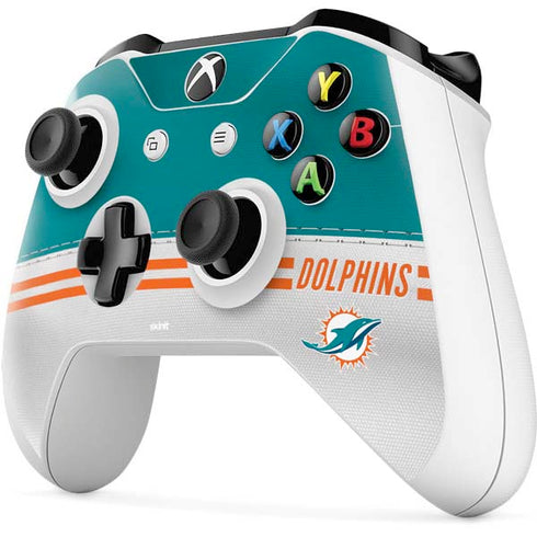 NFL Miami Dolphins White Striped Xbox One S Controller Skin