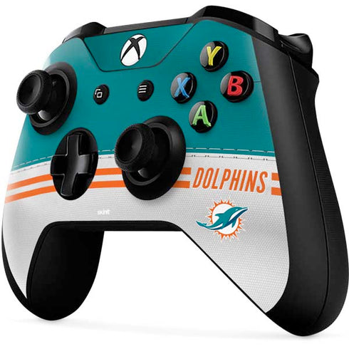 NFL Miami Dolphins White Striped Xbox One X Controller Skin