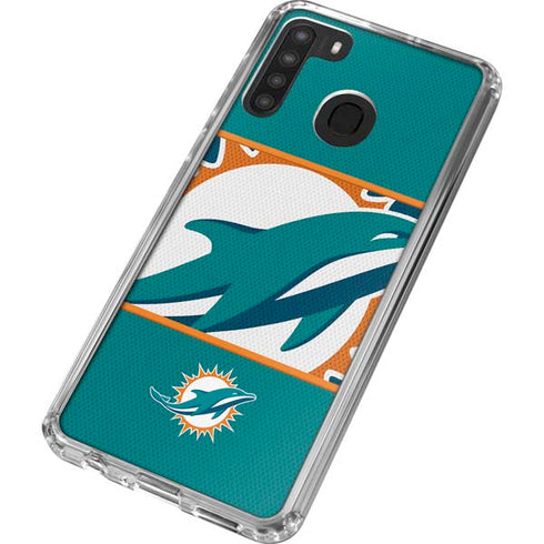 NFL Miami Dolphins Zone Block Galaxy A21 Clear Case