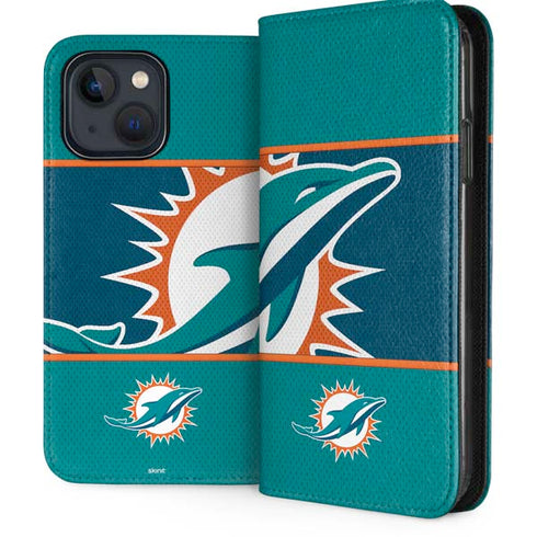 NFL Miami Dolphins Zone Block iPhone 15 Plus Folio Case