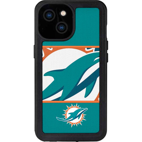 NFL Miami Dolphins Zone Block iPhone 15 Waterproof Case