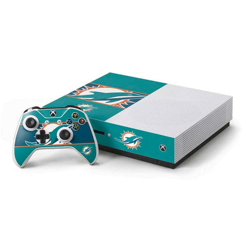 NFL Miami Dolphins Zone Block Xbox One S Console and Controller Bundle Skin