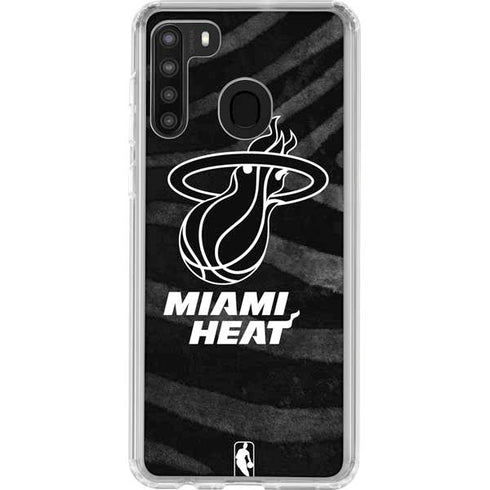 NBA Miami Heat Black Animal Print Galaxy A21 Clear Case