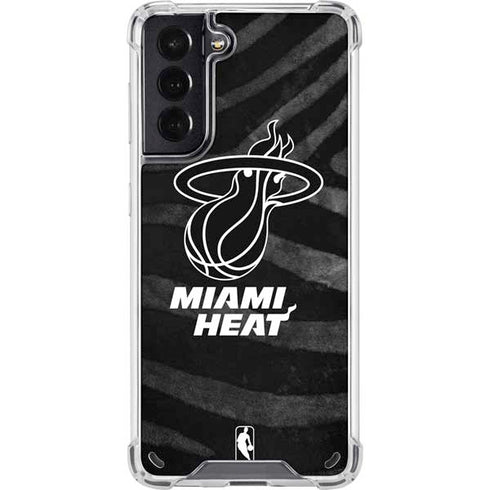 NBA Miami Heat Black Animal Print Galaxy S21 5G Clear Case