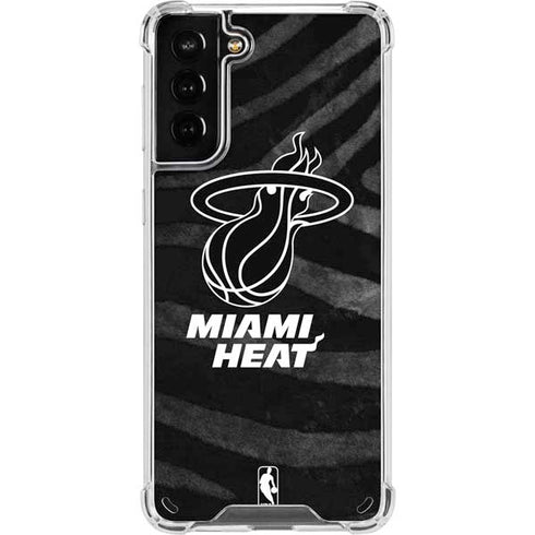 NBA Miami Heat Black Animal Print Galaxy S21 Plus 5G Clear Case
