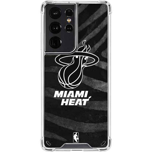 NBA Miami Heat Black Animal Print Galaxy S21 Ultra 5G Clear Case