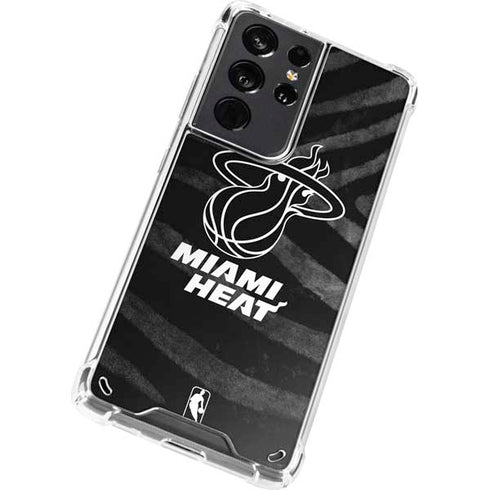 NBA Miami Heat Black Animal Print Galaxy S21 Ultra 5G Clear Case