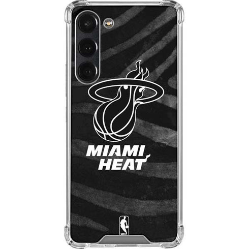 NBA Miami Heat Black Animal Print Galaxy S23 Plus Clear Case