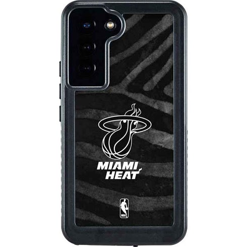 NBA Miami Heat Black Animal Print Galaxy S23 Plus Waterproof Case