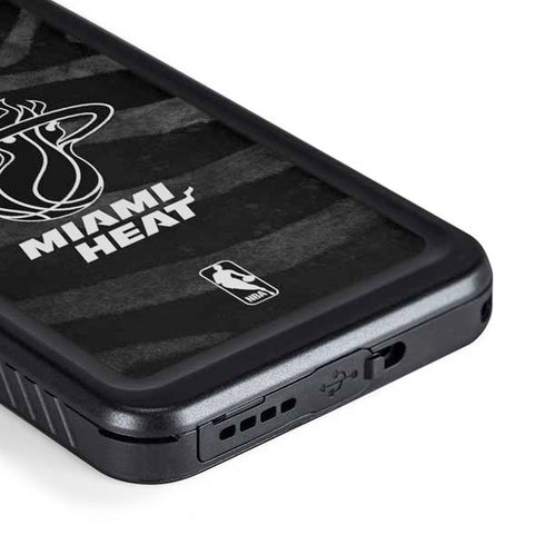 NBA Miami Heat Black Animal Print Galaxy S23 Plus Waterproof Case