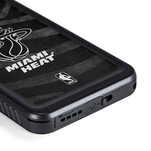 NBA Miami Heat Black Animal Print Galaxy S23 Waterproof Case