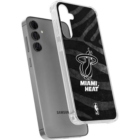 NBA Miami Heat Black Animal Print Galaxy S24 Plus Clear Case