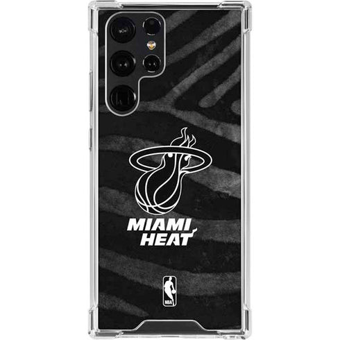 NBA Miami Heat Black Animal Print Galaxy S24 Ultra Clear Case