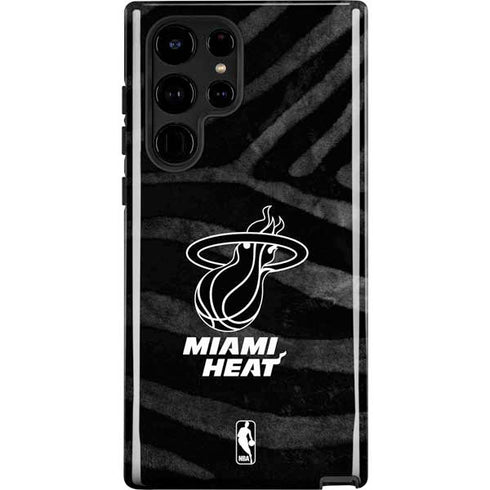 NBA Miami Heat Black Animal Print Galaxy S24 Ultra Impact Case